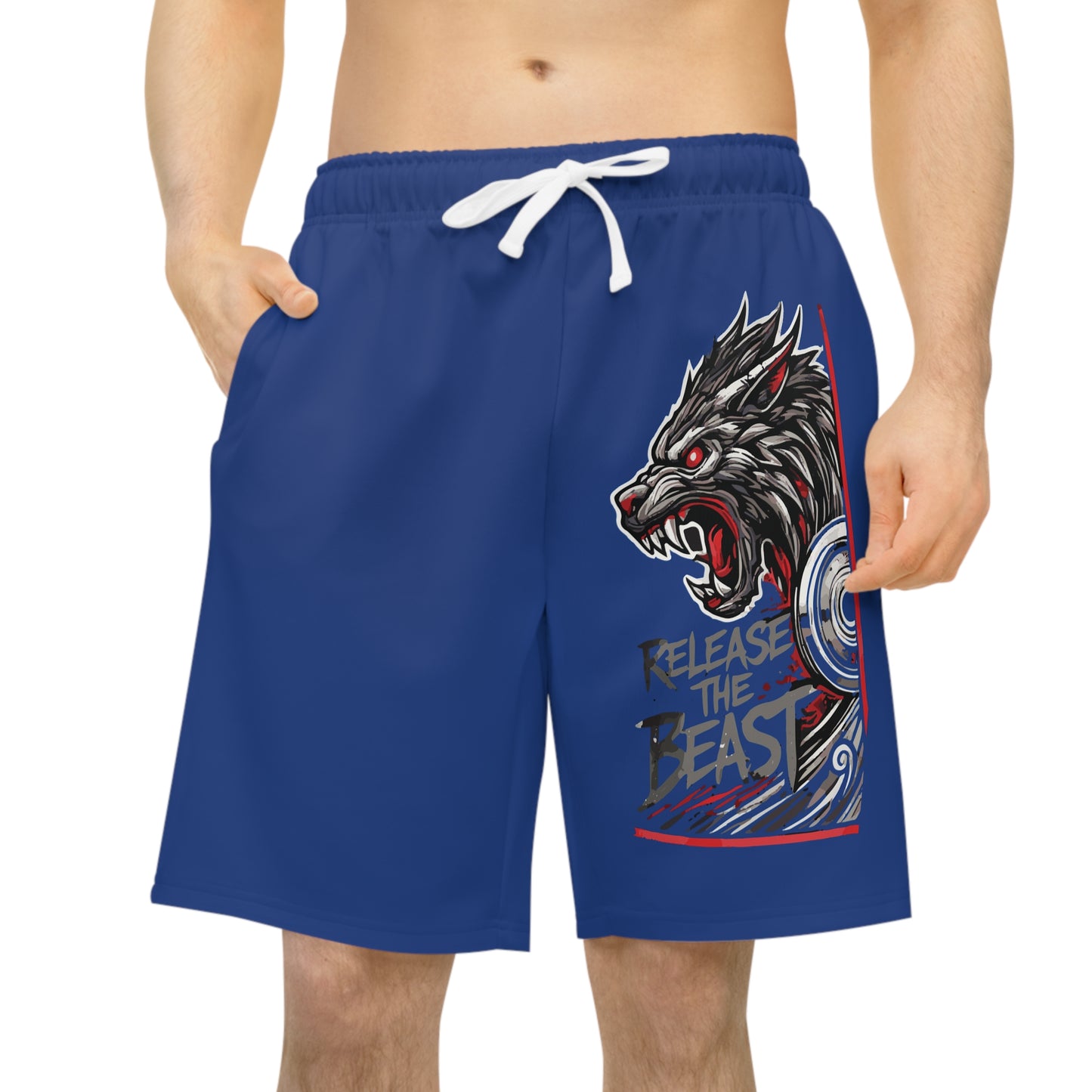 ReleaseTheBeast Men's Gym Sweat Shorts Blue