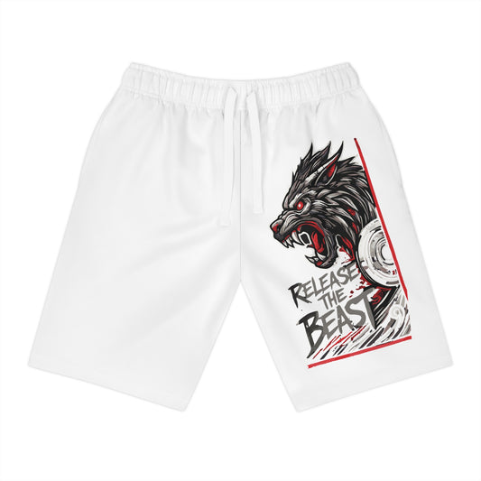 ReleaseTheBeast Men's Gym Sweat Shorts White